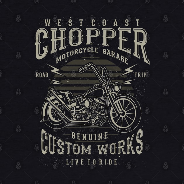 West Coast Chopper Motorcycle Garage Genuine Custom Works Live To Ride by JakeRhodes